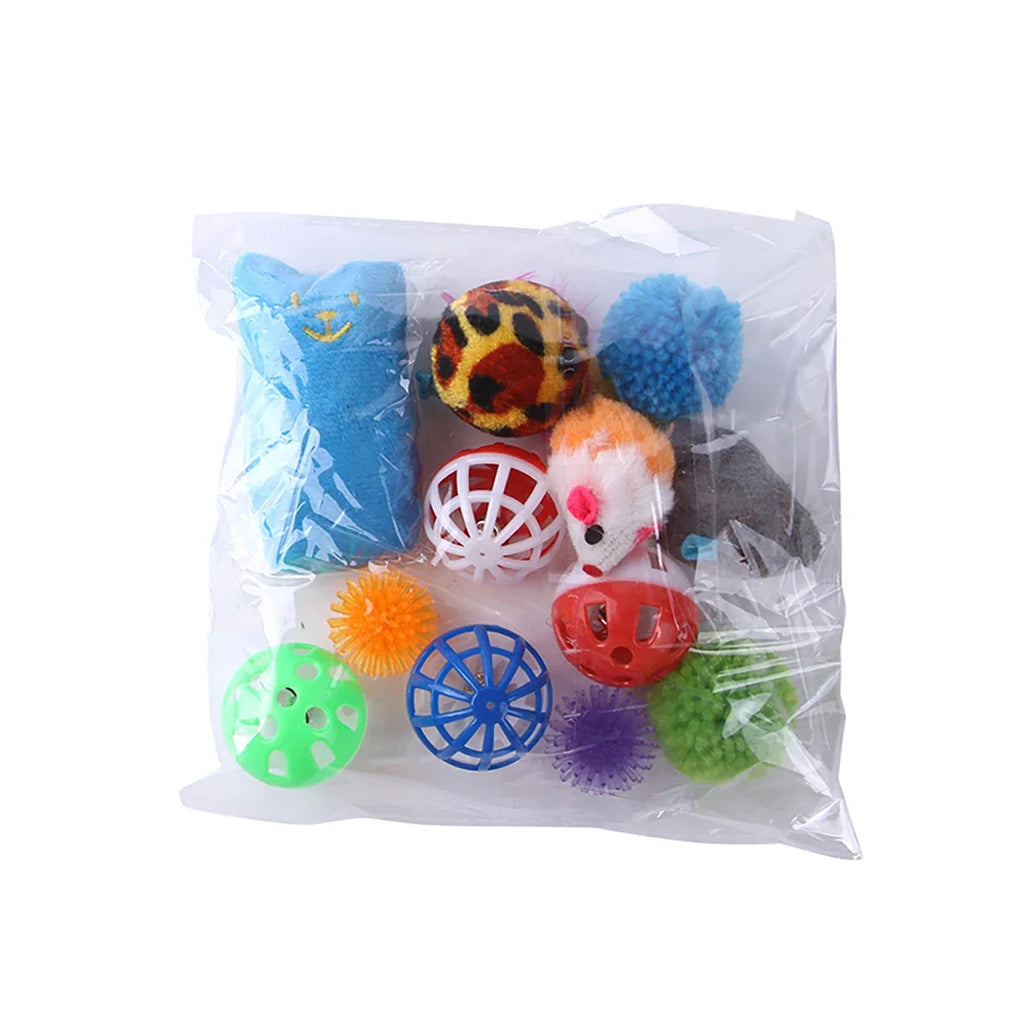 12Pcs 20Pcs Cat Toy Set Pet Kitten Toys Variety Combination Funny Cat Stick Sisal Mouse Bell Ball Cat Supplies for Cats Kitten