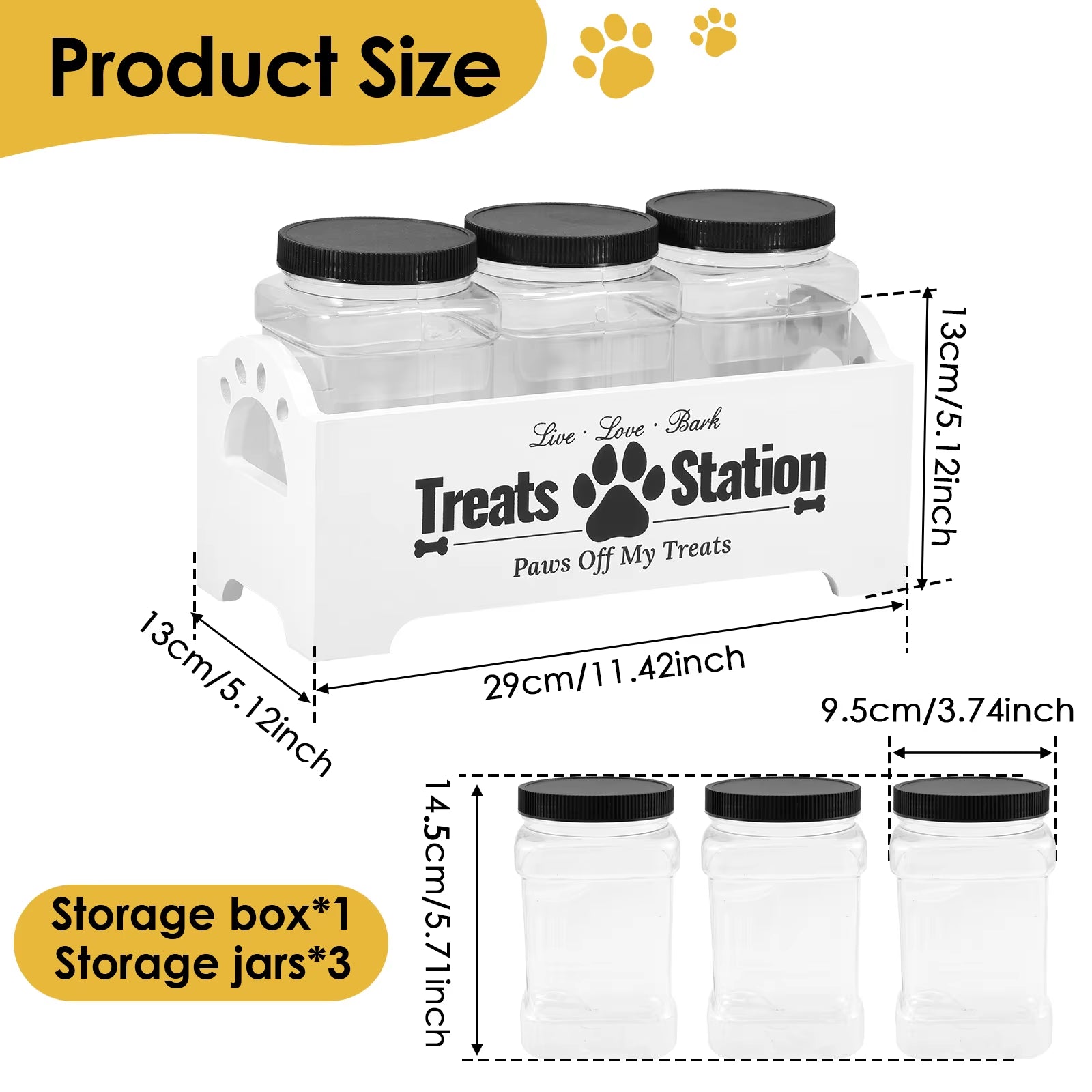 3Pcs Pet Food Storage Container Cat Dog Treat Jars with Wood Holder Pet Snack Storage Organizer for Dog Cookie Cat Treats NEW