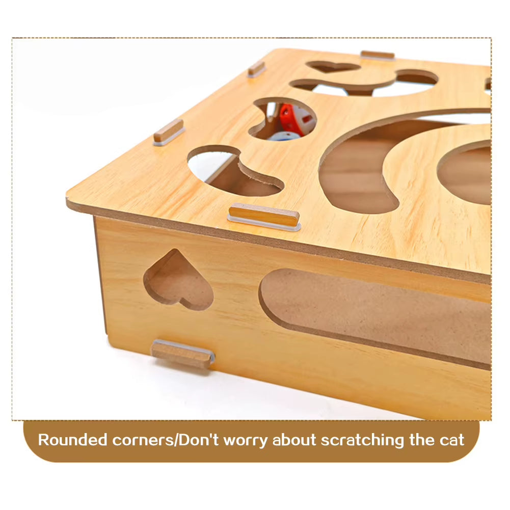 Cat Nail File Enrichment Box with Ball Pet Nail Scratch Board Treats Box for Indoor Cats Self Entertaining Toy Interactive Play
