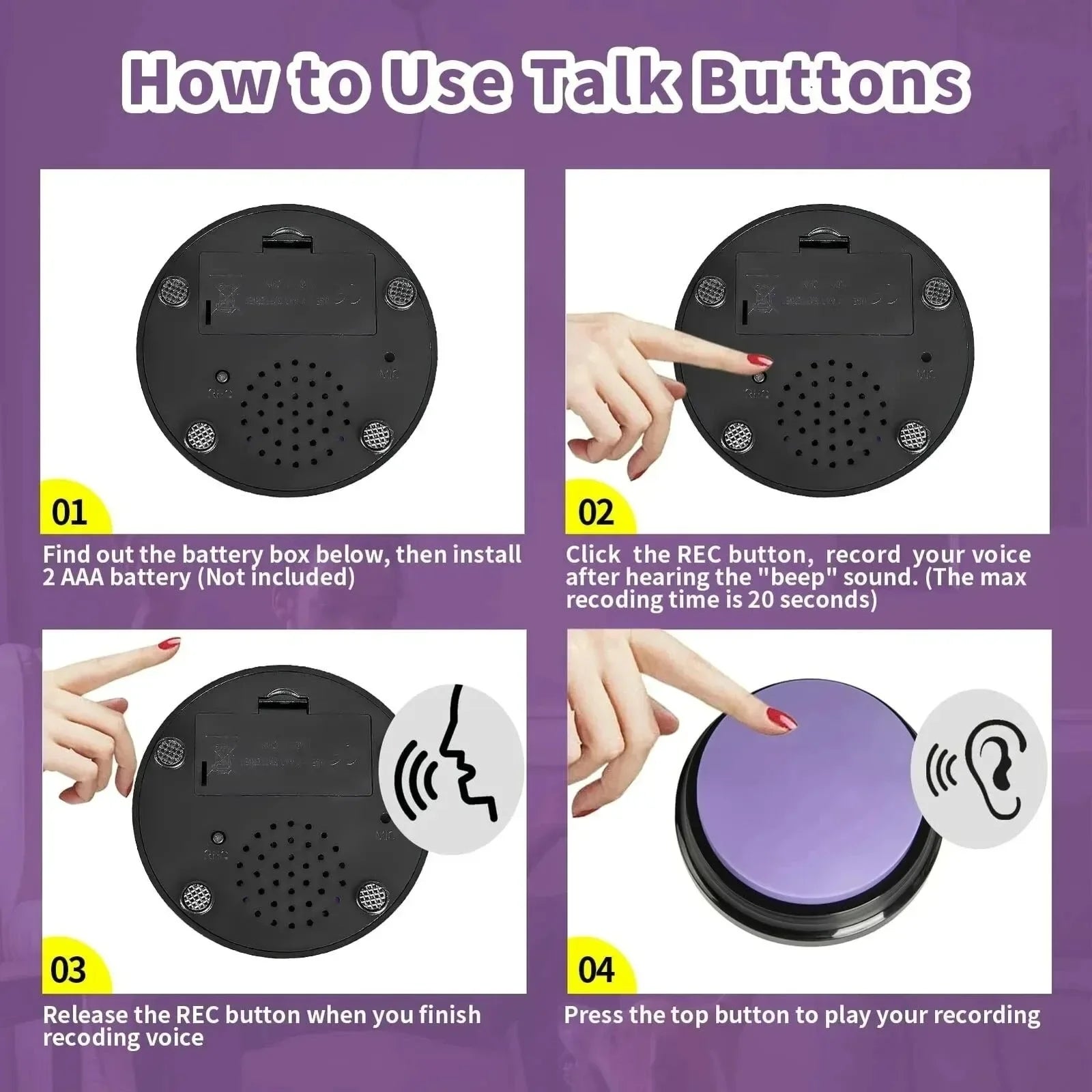 Dog Communication Buttons Voice Recording Button for Pet Training Buzzer Record Playback Funny Gift for Talking Pet